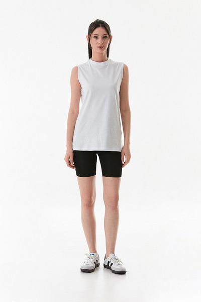 Fulla Moda Tricou oversize fără mâneci cu guler vertical de bază