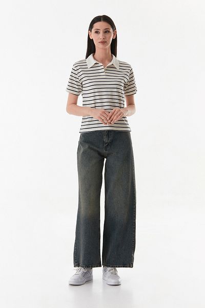 Fulla Moda Striped Polo Neck T-Shirt