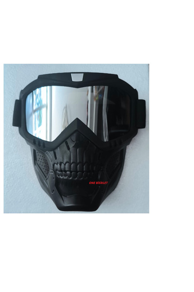 MYG قناع جيت ماسك قناع جمجمة للوجه مع مرآة