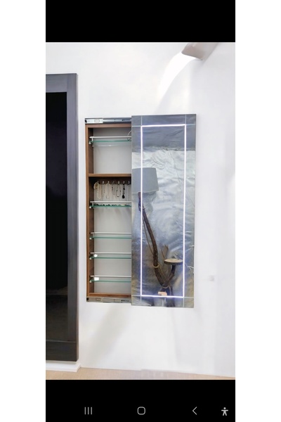 Huidie Home Takı ve aksesuar dolabı aynalı ve LED aydınlatmalı sürgülü duvara montaj