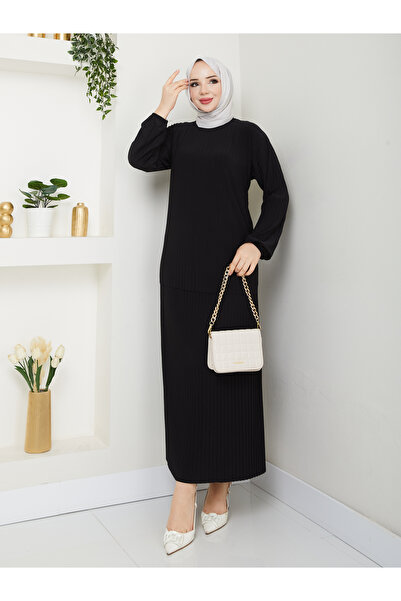 ECK MODA Γυναικείο Σετ Πλήρες Πλισέ Φούστα με Ελαστικό Υφασμάτινο Σετ Επάνω και Κάτω μέρος από Λύκρα