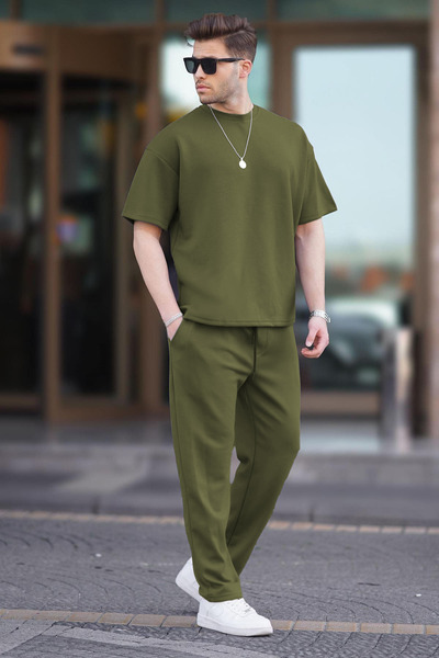 YAKAMEL Udoban muški letnji Pamučni džersej Oversize kroj T-shirt set pidžama