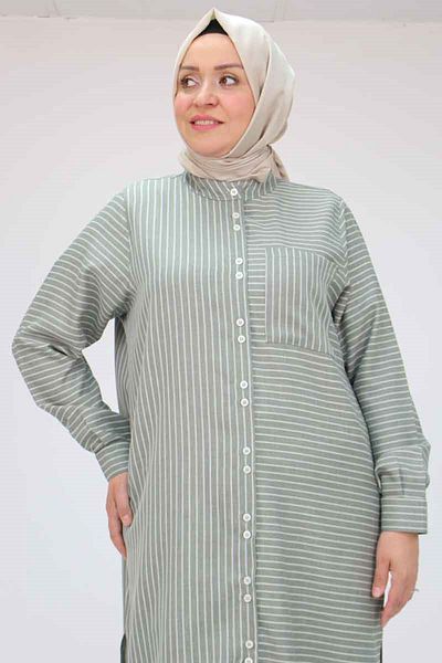 Eslina 58010 تونيك بأزرار مقاس كبير - نفطي