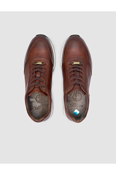 Cabani 100% Genuine Leather Brown Lace-Up Men's Sports Shoes