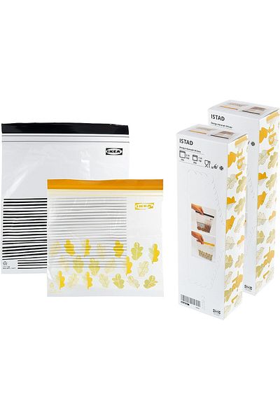IKEA 50 resealable bags (ISTAD) - GREY - ziplock - food freezer sandwich bags