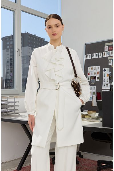 Fatma Atasoy Double Belted Ecru Vest