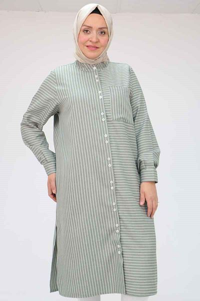 Eslina 58010 تونيك بأزرار مقاس كبير - نفطي