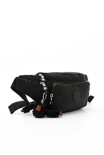 Morpelikan Unisex Water Resistant Crinkle Fabric Black Adjustable Waist and Shoulder Bag