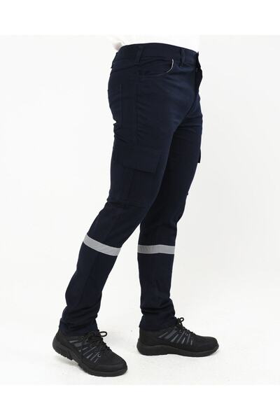 Çamdalı İş Elbiseleri Likralı Komando Cepli Iş Pantolonu 16/12 Pamuk Gabardin Lacivert Iş Pantolonu 6 Cepli