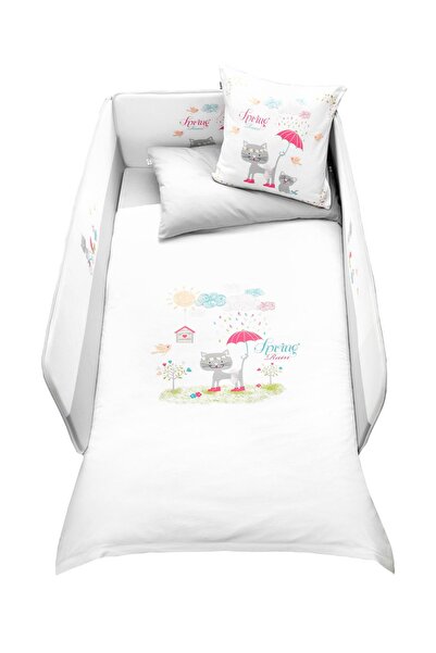 SYDNEY Baby 7-Piece Sleeping Set 100% Cotton 100X150Cm Gray Spring Rain -Duvet Cover Set- 70X140 Fitted Sheet