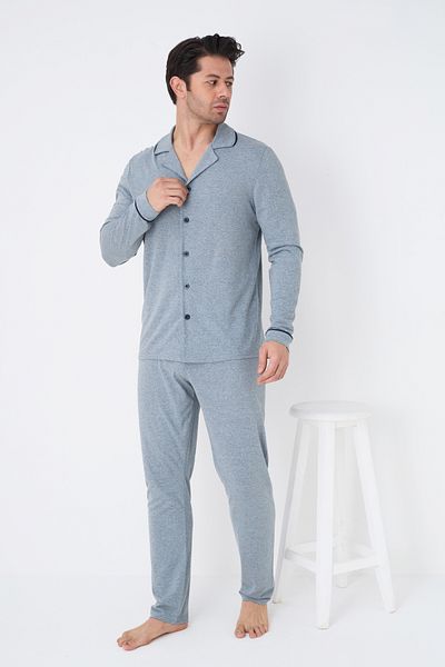 Siyah İnci Ανδρικό κοστούμι πιτζάμα Gommel Gomluk Blue Melange 7815