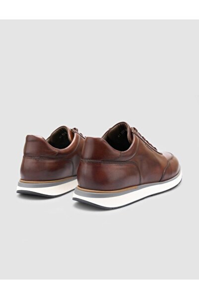 Cabani 100% Genuine Leather Brown Lace-Up Men's Sports Shoes