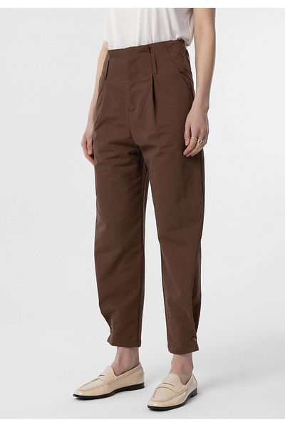 Antioch Brown High Waist Buttoned Fit Women's Trousers