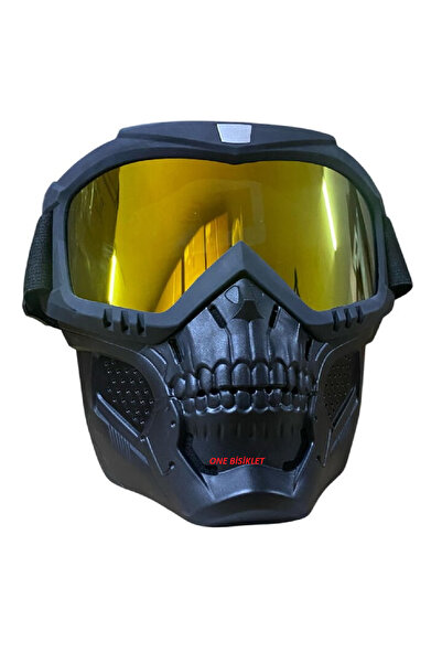 MYG قناع جيت ماسك قناع جمجمة للوجه ذهبي