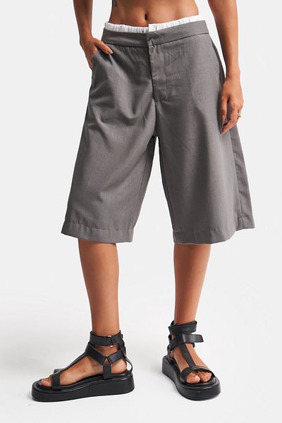 its basic Γυναικείο σορτς βερμούδας σε χρώμα Anthracite Super Long Boxer με λεπτομέρειες