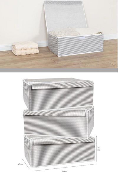 Flora Base Box Storage Box, under Bed Sofa Organizer Waterproof Cardboard Backed (50X40X19Cm) 3 Pieces Gray