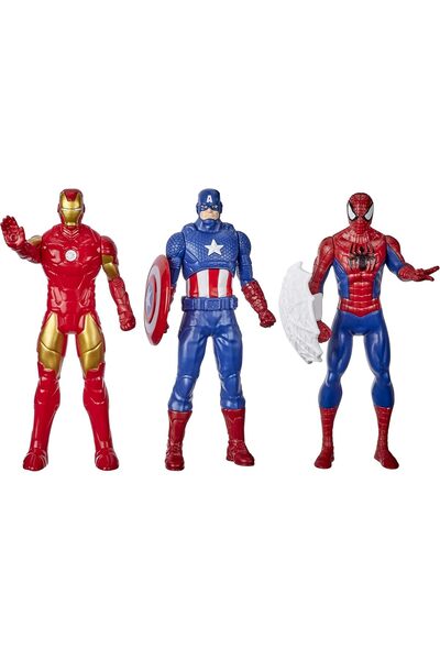 Marvel Hasbro 3-piece action figure set: Iron Man, Spider-Man & Captain America, 15 cm (for ages 4+)