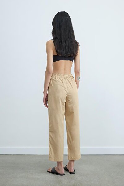 Suud Collection Camel Paper Poplin Trousers