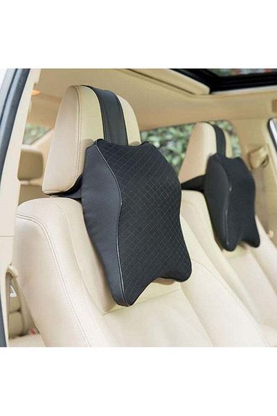 fulina 2 Car Seat Headrest Neck Rest Cushions,100% Pure Memory Foam for Neck/Back Pain Relief,Black