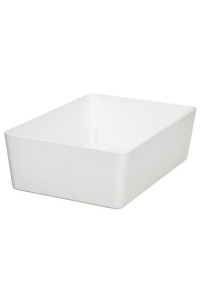 IKEA صندوق KUGGIS، رمادي غامق-بيج، 18×26×8 سم - حل تخزين أنيق ومدمج