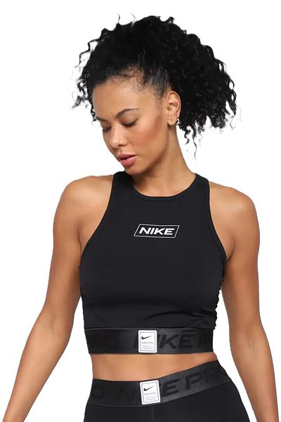 Nike Pro Dri-Fit Graphic Crop Tight Cut Black Women's Sports Tank Top