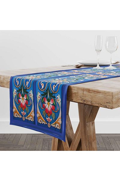 Skyes Home Authentic Oil Painting Flower Print Pattern Runner Tablecloth Runner 140 X 50 -La Floretta Lavinia Mercan