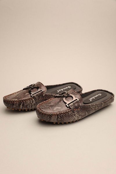 Gondol Women's Genuine Leather Classic Slippers Mink Snake 38 Ttx.910