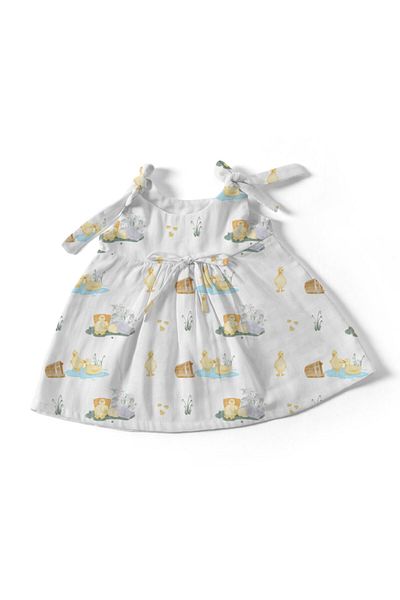 DEUX LAPINS 100% Cotton Muslin Baby Dress - Petits Caneton