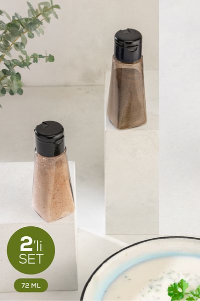 Vienev Set of 2 Single Salt Shakers and Pepper Shakers 72 ml Black