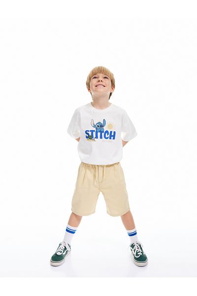 Koton Cotton Elastic Waist Button Detailed Basic Shorts