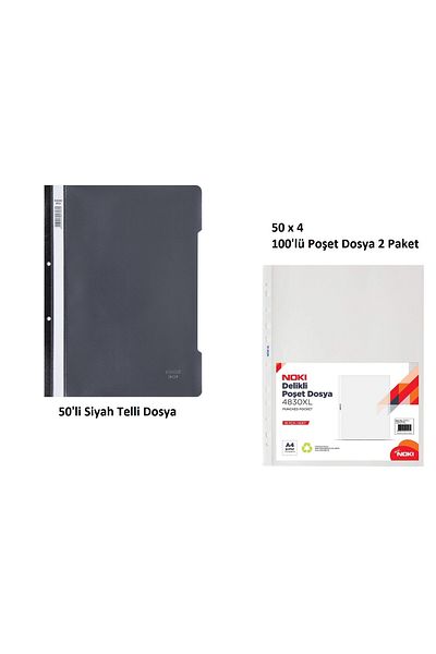 KarmaOfis Black Wire Binder Set 4 (50 Black Wire Binders + 200 Bag Binders)