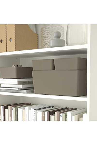 IKEA KUGGIS Box, Dark Grey-Beige, 18x26x8 cm – Compact & Stylish Storage Solution