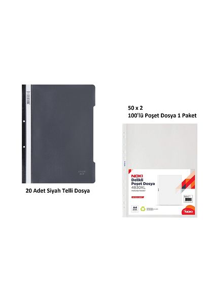 KarmaOfis Black Wire Binder Set 3 (20 Black Wire Binders + 100 Bag Binders)