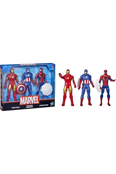 Marvel Hasbro 3-piece action figure set: Iron Man, Spider-Man & Captain America, 15 cm (for ages 4+)