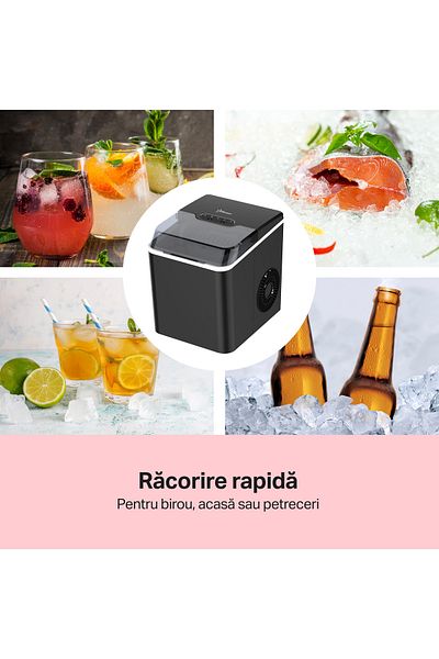 STARCREST Masina cuburi de gheata STARCREST SIM-1024BK, Capacitate 10Kg/24h, Rezervor apa 1.3 l, Negru