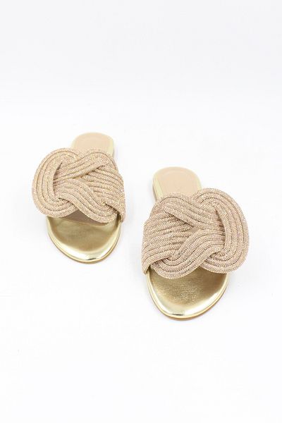 ENDİCAN 1161 ML-101-1 Women's Jewelled Slippers (BTL) GOLD