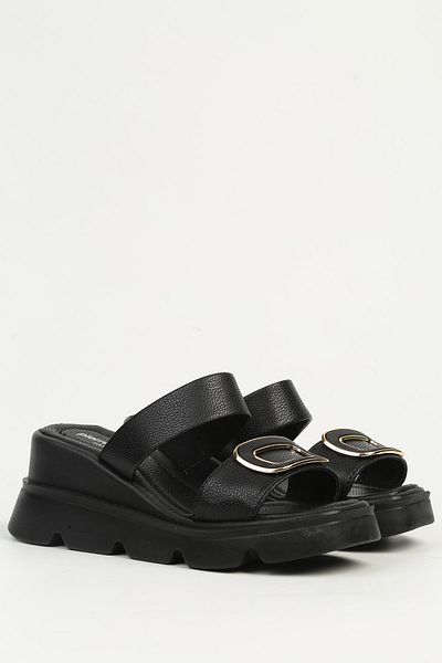 Pierre Cardin Μαύρες γυναικείες παντόφλες με τακούνι PC-7531