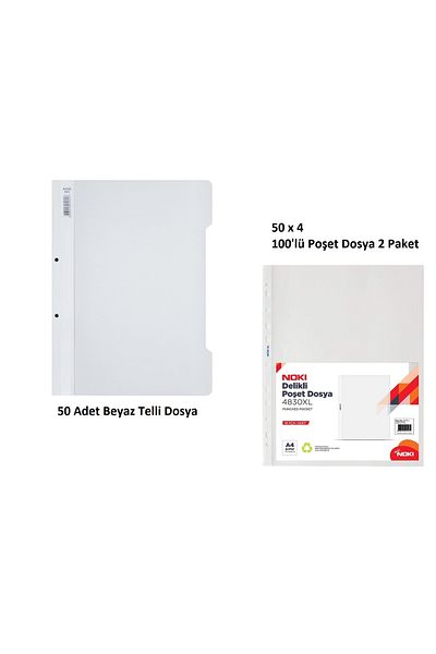 KarmaOfis White Ring Binder Set 4 (50 White Ring Binders + 200 Bag Binders)