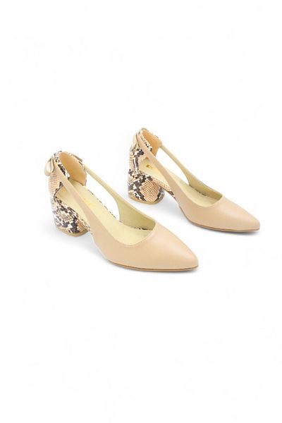 ENDİCAN 1046 1111 Women's Heeled Shoes Beige Matte-Beige Snake