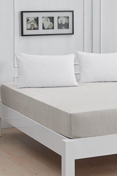 Mislina Home Single Roza Elastic Combed Cotton Sheet Light Gray