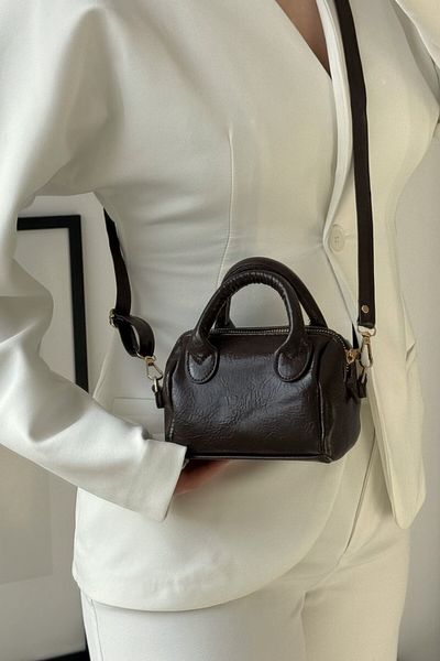 LEONAS Γυναικεία τσάντα χεριού και ώμου Mini Size Candy Bitter Brown