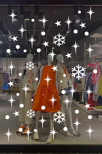 MIGNATIS Snowflake and Small Magnificent Bright Stars New Year's Home Display Sticker