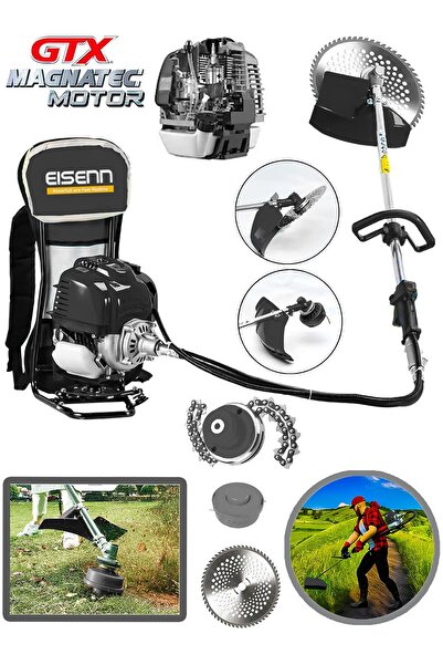 Eisenn Germany Technology 7 In 1 Stil Motor 20 Hp Sırt Tipi Ot Çim Çalı Biçme Tırpanı Çelik Fırça