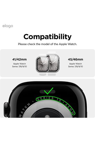 Elago Clear Shield for Apple Watch Series 10/9/8/7 (42mm) case cover - Clear