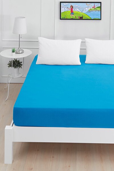 Mislina Home Roza Baby Kids Elastic Combed Cotton Bed Sheet Blue