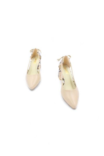 ENDİCAN 1046 1111 Women's Heeled Shoes Beige Matte-Beige Snake