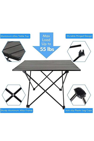 COOYA Foldable Camping Table with Storage Bag, Aluminium Alloy, Suitable for Outdoor Fishing