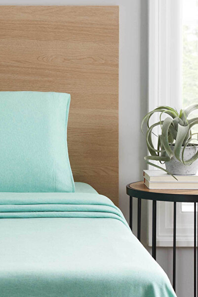 Mislina Home Roza Single Elastic Combed Cotton Bed Sheet Mint Green