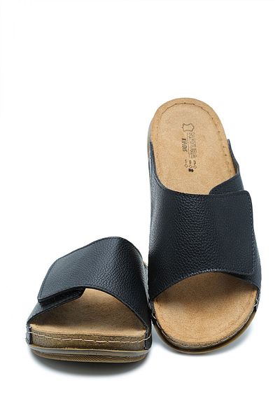 Kifidis SIB213622 Kifidis-Natura Γυναικείες δερμάτινες ανατομικές παντόφλες μονόχρωμες 36-41 Μαύρο/Μαύρο