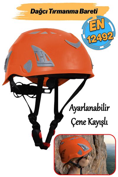 Badem10 Adjustable 51-62 cm Mountaineer Climbing Hard Hat Orange Color Head Protective Helmet Ce En12492 Certified